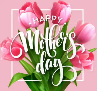 Happy Mother's Day greeting with pink tulips